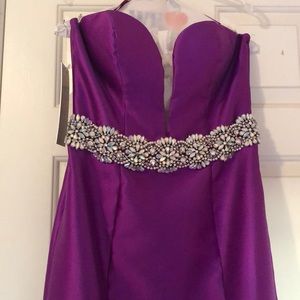 Jovani Mermaid Prom Gown w/ Jeweled Belt & Train